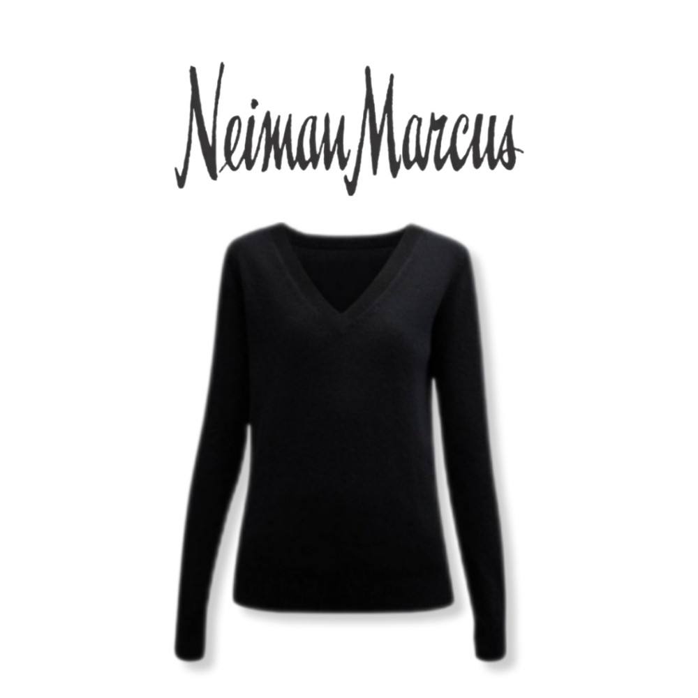 Neiman Marcus Cashmere Collection Cashmere Classic V-Neck Sweater Navy NWT $165 - Picture 4 of 10